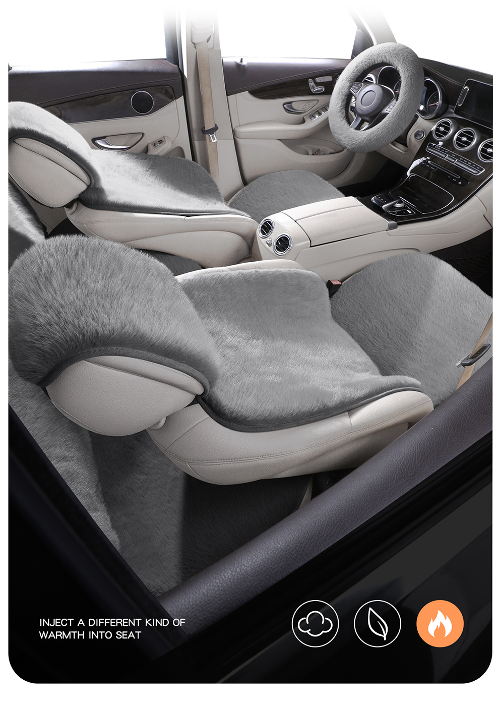 Winter New Plush Imitation Mink Velvet Warm Car Seat Cushion Fleece-Lined Thickeneded Anti-Slip Universal Car Seat Cushion Multi-Piece Set