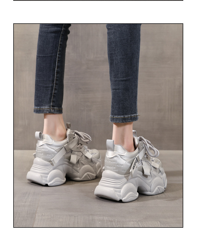 Giày sneaker nữ đế dày tăng chiều cao 10cm phong cách thể thao — màu trắng chi tiết 13