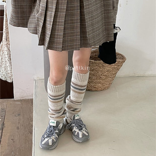 Japanese Socks striped mid-calf socks knitted all-match y2g hot girl gloves Spring and Autumn leg cover