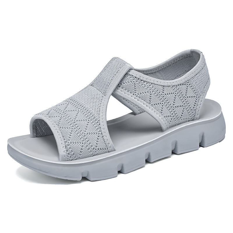 Zapatos de mujer verano nuevo tela transpirable sandalias zapatos transfronterizos al por mayor de poliuretano ligero fugas de dedos fríos zapatillas de mujer