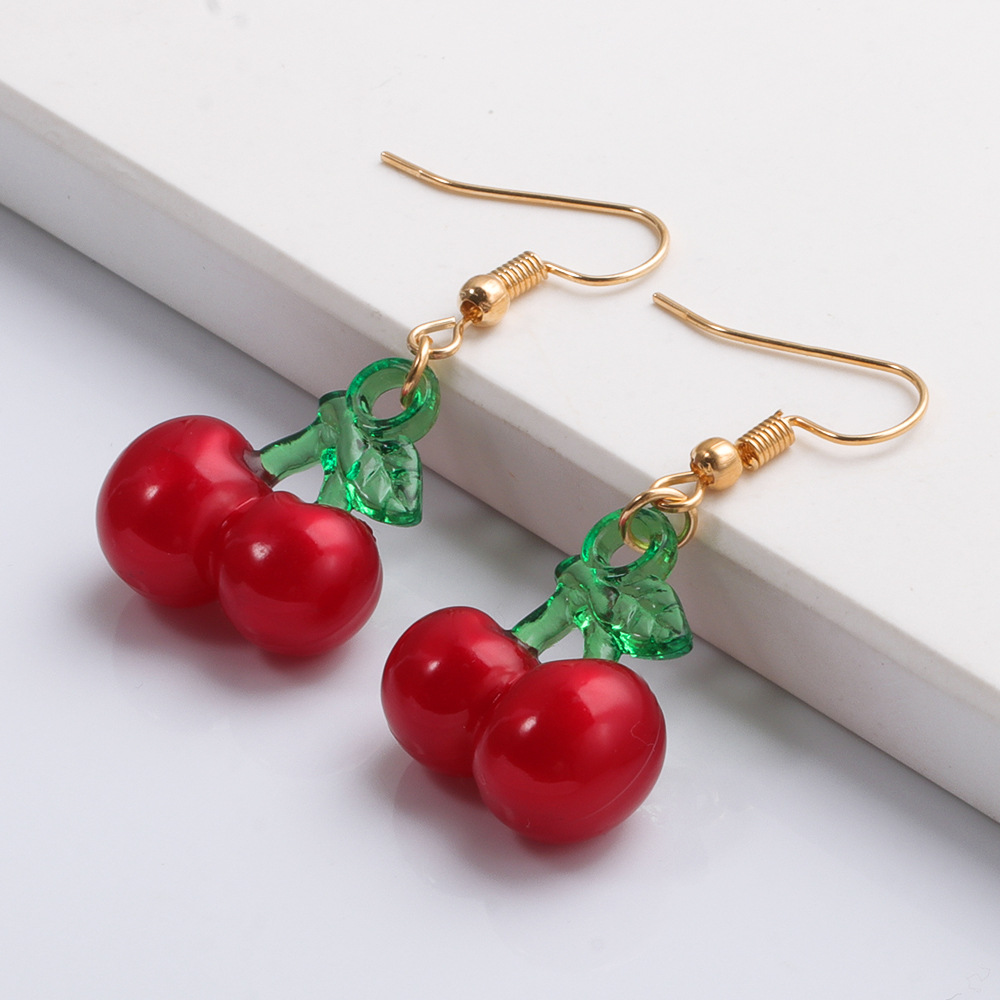Korean Small Cherry Fruit Earrings Wholesale display picture 7