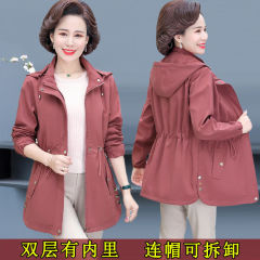 女衣服薄款春秋2025上中年妈妈秋装外套洋气大码风衣新款中老年人