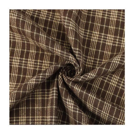 In-Stock 21S Yarn-Dyed Polyester-Cotton Brushed Plaid Fabric 150g Shirt Dress Suit Children's Clothing Flannel Fabric