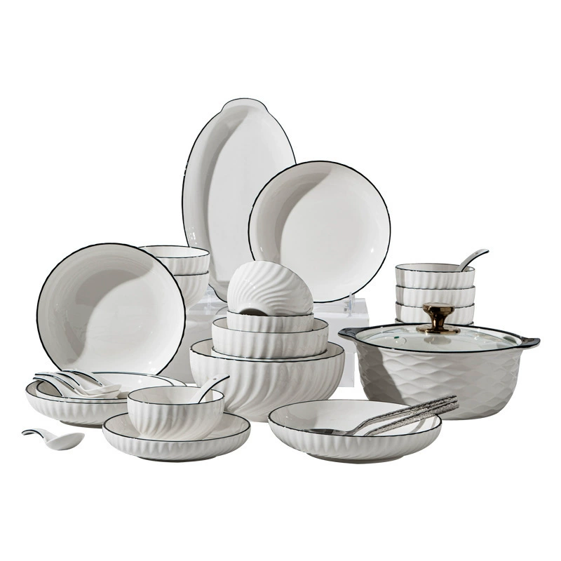 Ceramic tableware set, Japanese style, multiple-piece dinnerware sets (8–63 pcs) with gift box options