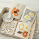 Foreign trade kitchen printing dish cloth cute cartoon towel cotton cloth tulip color printing dish towel in stock