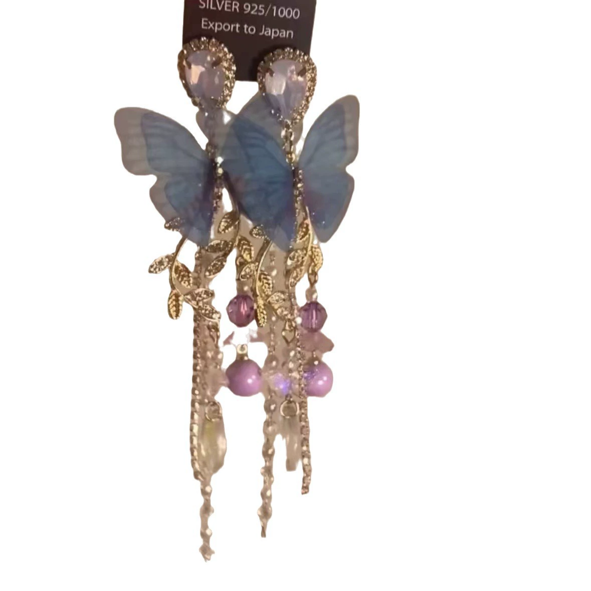 Earrings, floral light-luxury high-quality dangle styles, assorted silver-needle and ear-hook options
