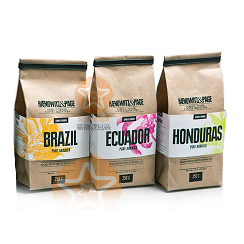源头工厂创意设计牛皮纸锡箔袋自封自立咖啡袋