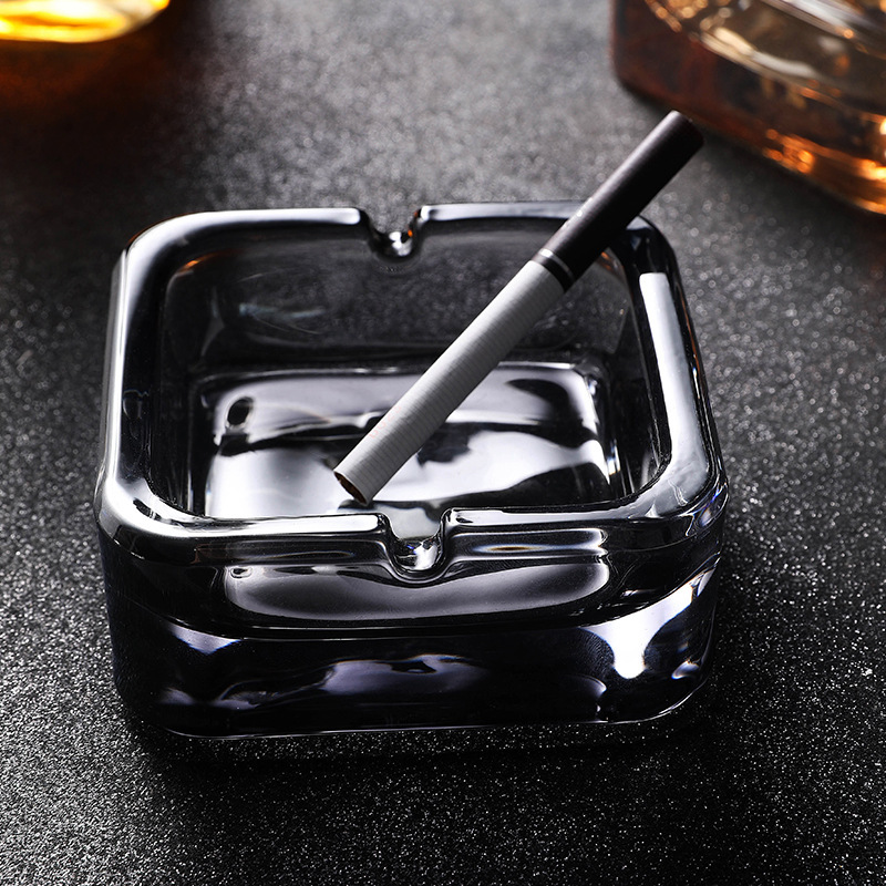 Cenicero de vidrio de cristal exquisito de moda cuadrado cigarrillo ligero de lujo sala de estar Cenicero de alta calidad creativo para el hogar pequeño exquisito
