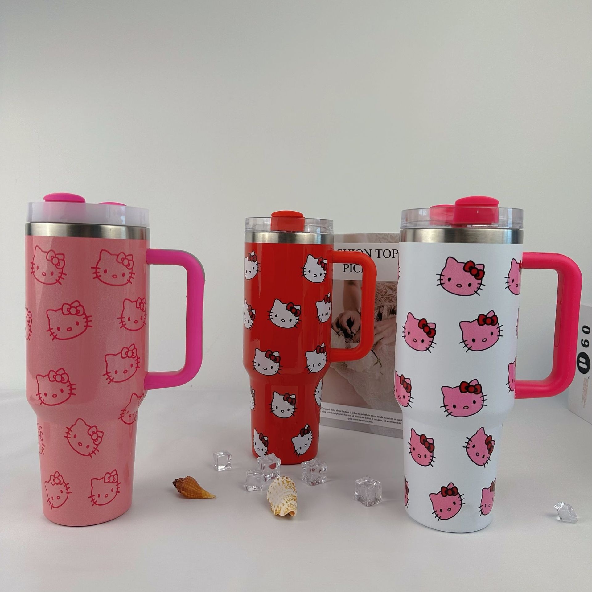 TEMU Cross-Border 40oz Icemaster Cup acero inoxidable kt gato caricatura taza caliente de gran capacidad portátil taza de automóvil