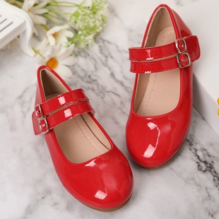 (Cross-border trading), children's red Mary Jane shoes, princess style, Collection Year 2026, for catwalk