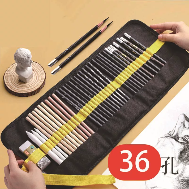 Curtain, capacious pencil case, 36 pieces