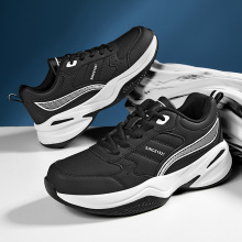 冬款男士舒适运动鞋皮面防水防滑户外跑步男鞋耐磨轻便休闲爸爸鞋