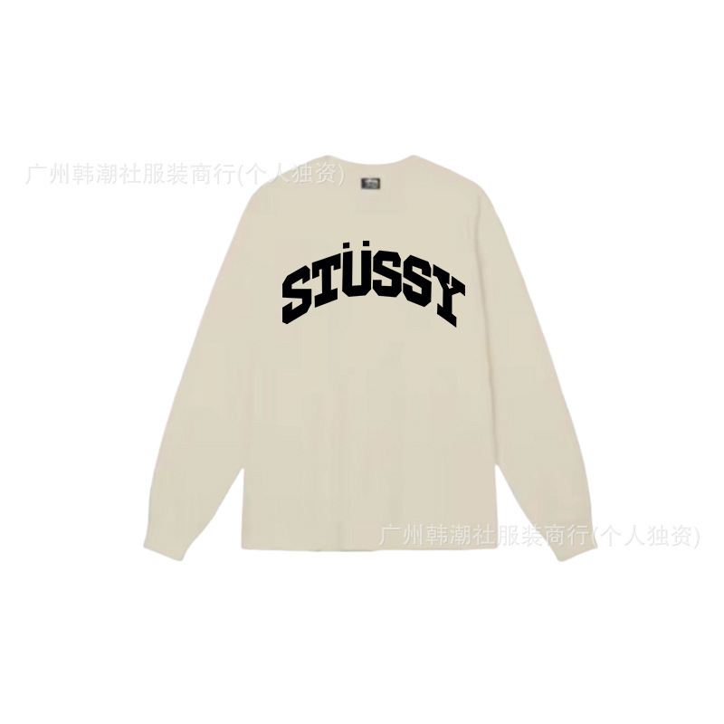25S跨境斯图西长袖印花t恤美式潮牌STUSSY圆筒布休闲宽松男女同款|undefined