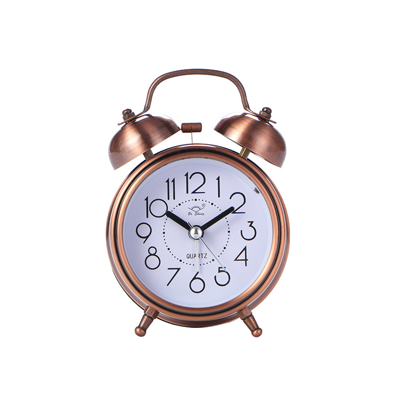 Reloj despertador de campana de metal retro creativo Reloj mudo de 3 pulgadas Reloj de cabecera de dormitorio de estudiante Reloj luminoso Fábrica al por mayor