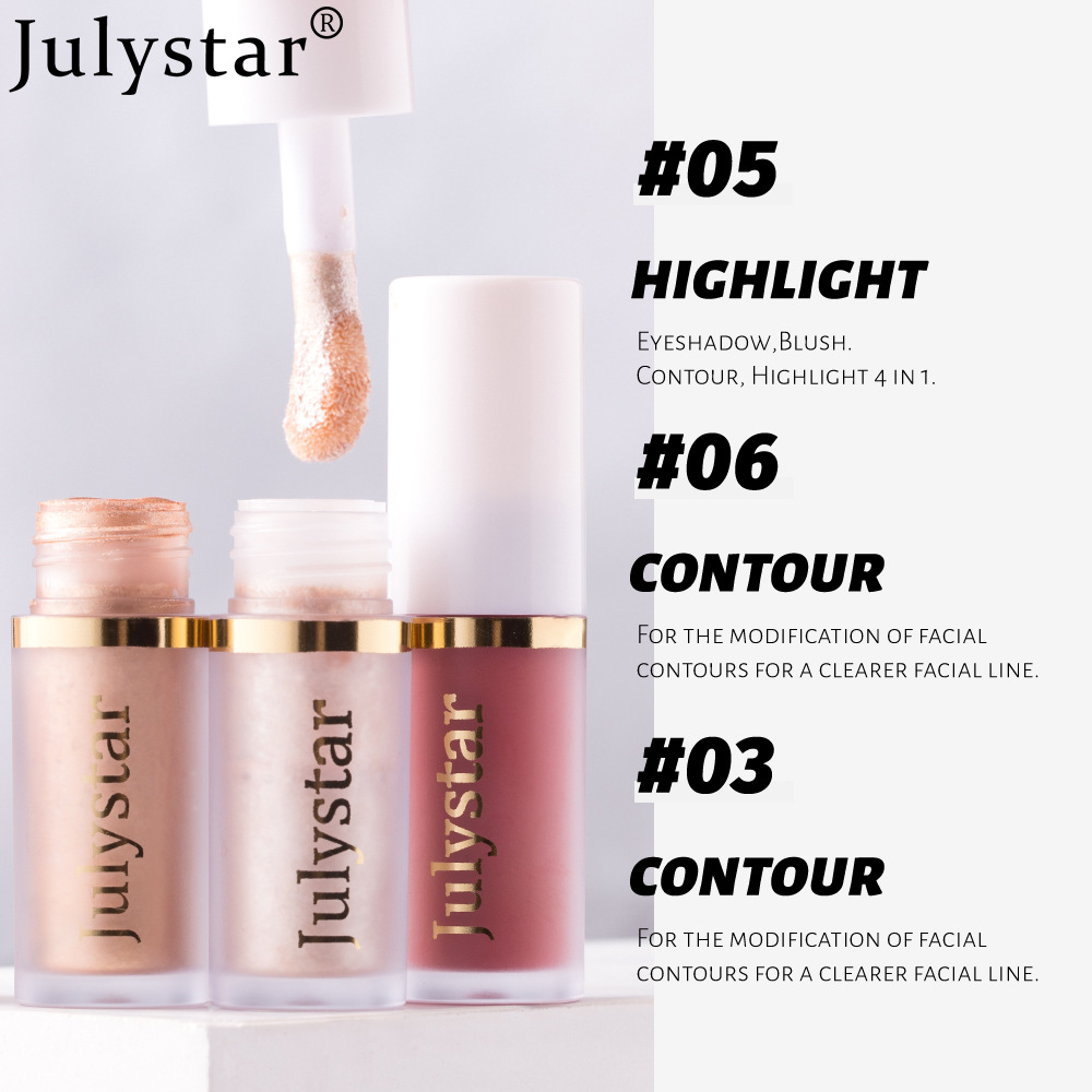 Julystar Facial Blush, Long-lasting Pearlescent Lip Brightening, Natural Highlight Contouring Liquid Set Wholesale undefined