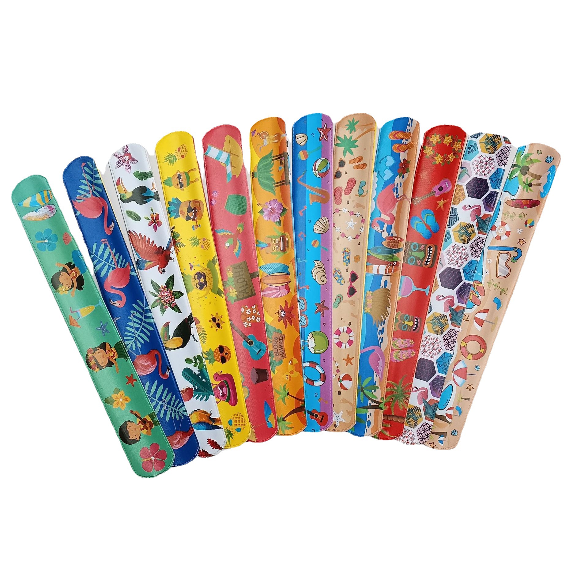 Hawaiano Snap anillo Flamingo partido Snap anillo pulsera planta tropical correa de muñeca