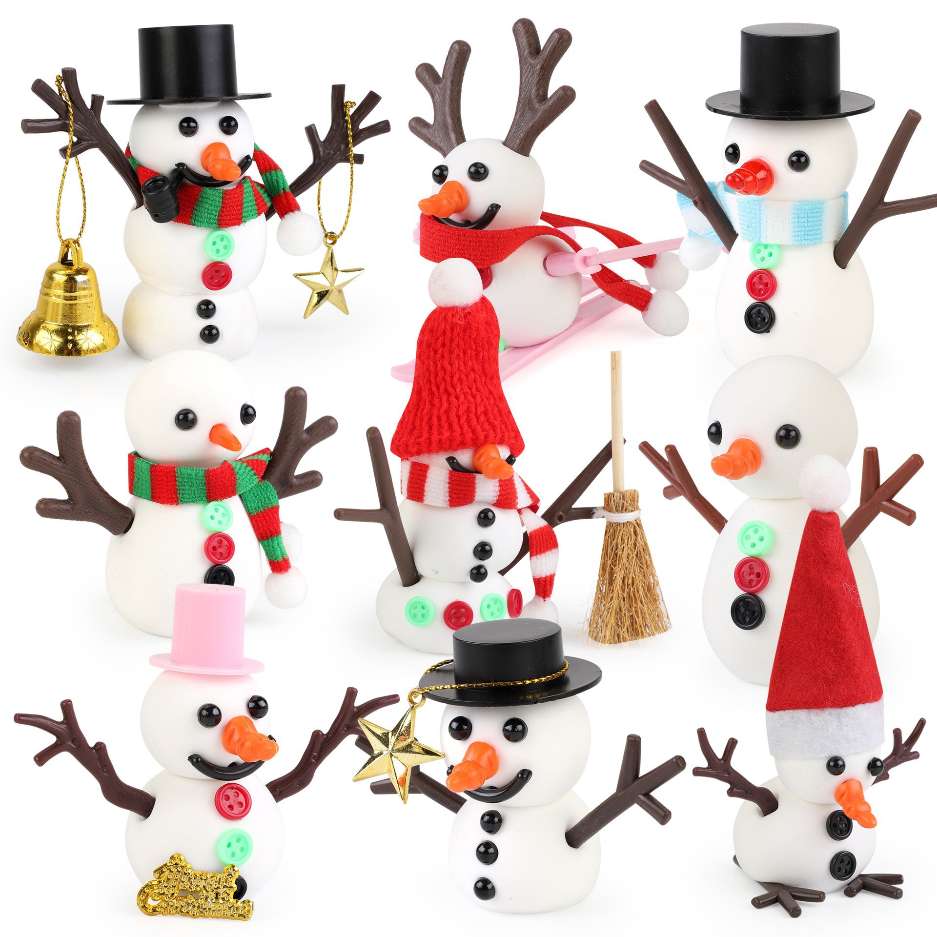 雪人制作套装儿童DIY冬天派对活动圣诞帽圣诞袜填充礼物工艺品