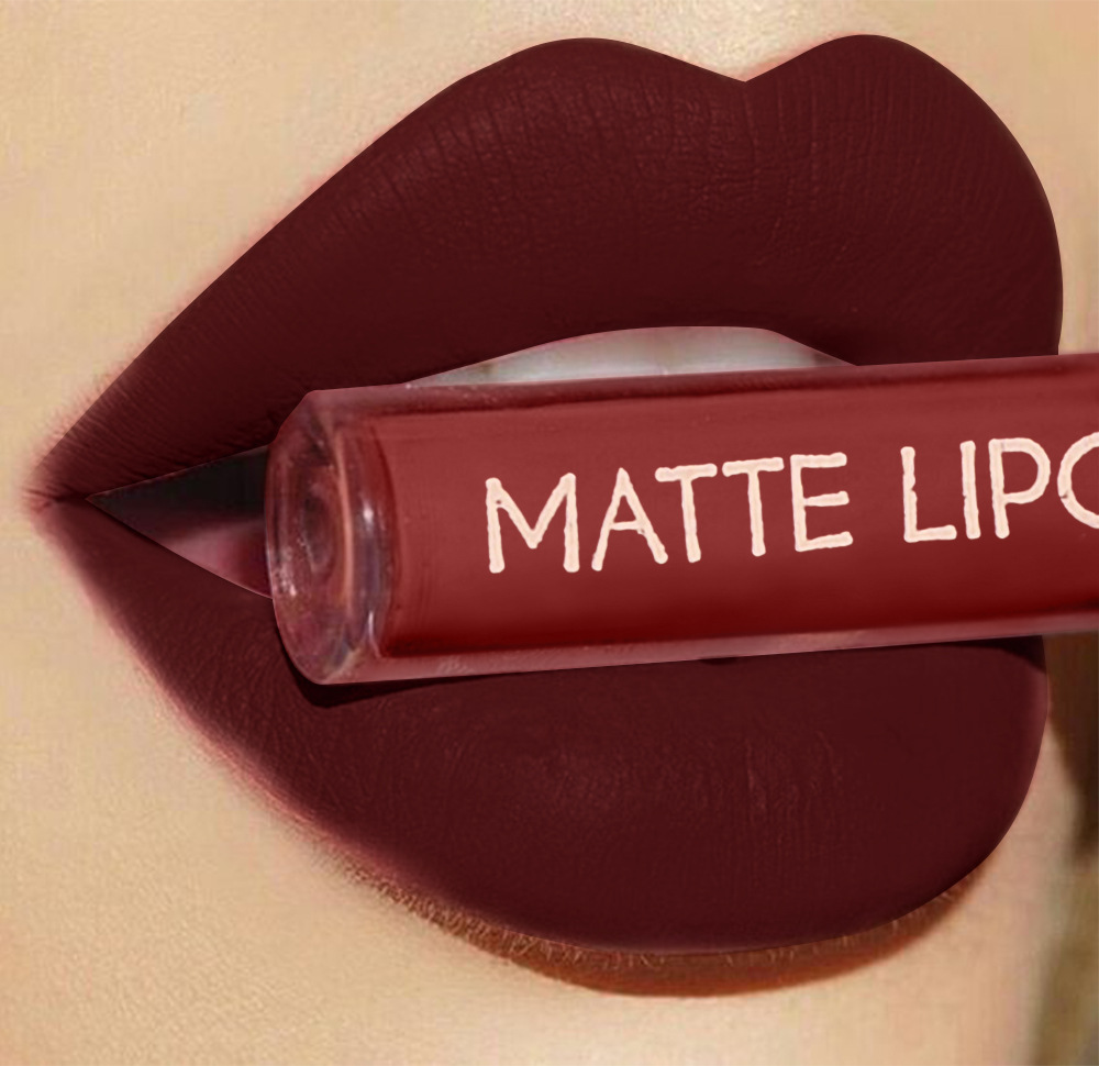 6-piece red matte lipstick set, liquid lipstick, waterproof, non-stick cup, lip gloss, velvet lip gloss, cross-border undefined