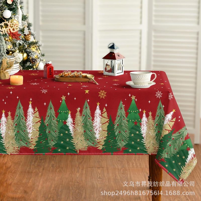 新しいクロスボーダードロップシッピングJITピーチスキンスクエアテーブルクロスクリスマス雪だるまクリスマスツリープリント装飾テーブル|undefined