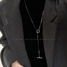 拼接OT扣项链卫衣链女气质轻奢小众设计感潮2025年长款毛衣链