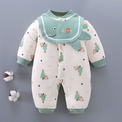 Newborn one-piece garment Autumn and winter baby Cotton clip Cotton men and women baby cotton-padded clothes keep warm Newborn child Romper Autumn and winter