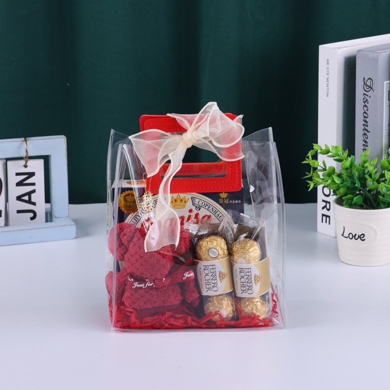 现货PVC手提袋 婚礼喜糖伴手礼塑料礼品袋 购物容纳手提袋可印制