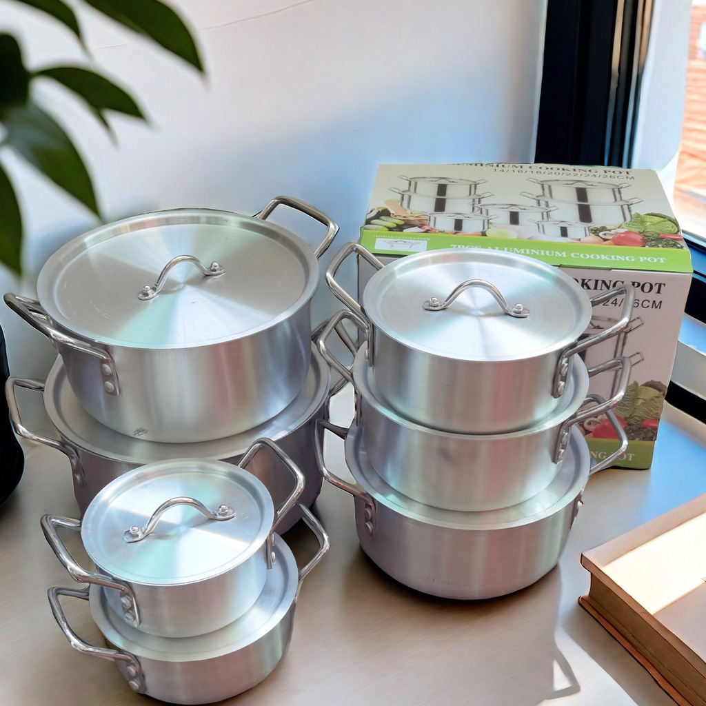 14PCS Aluminum Pot suit Non-stick Aluminum Soup Pot Household Potts Cross-border Explosive Aluminum Pot 7-piece Set Pot Hotel Cookware