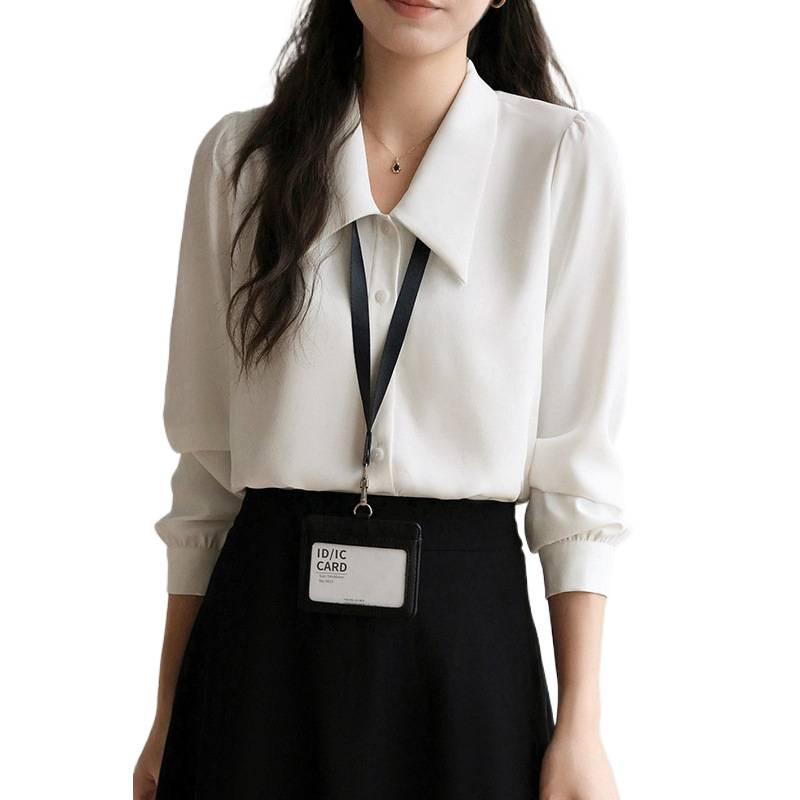 实拍2025春秋白色衬衫女长袖职业正装教师公务员服装事业编面试装|undefined