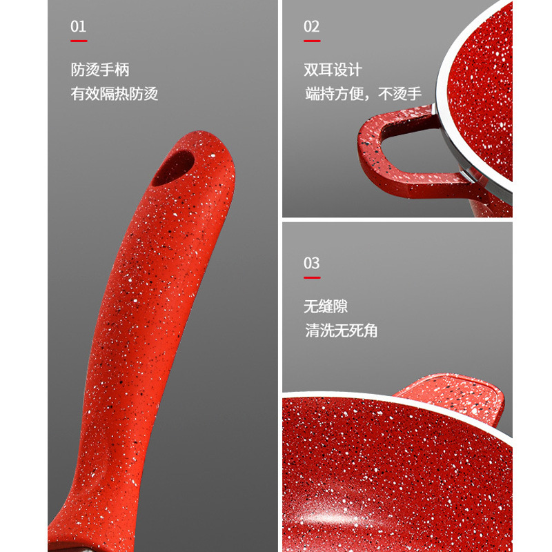 Juego de ollas de aluminio fundido a presión de suministro directo transfronterizo, olla antiadherente, olla para sopa, sartén, olla de aluminio, juego de utensilios de cocina del mismo estilo