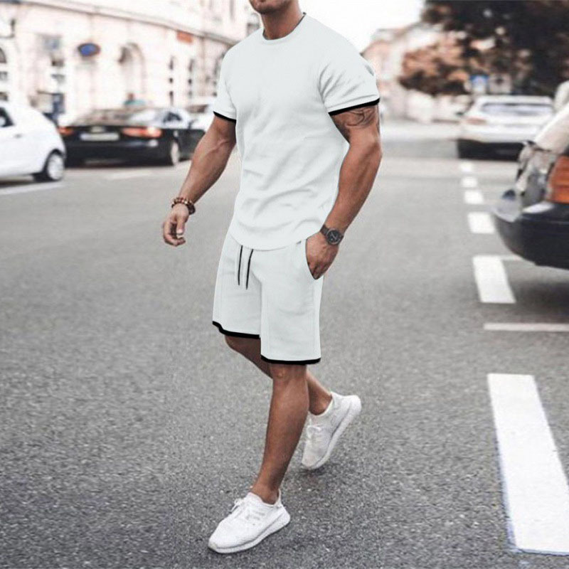 Comercio exterior transfronterizo verano nuevos hombres de manga corta impresa en 3D + traje de pantalones cortos verano deportes y ocio traje de dos piezas