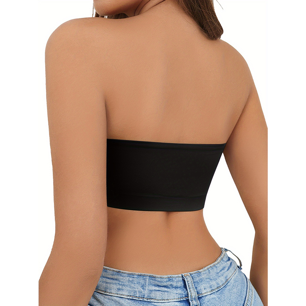 Bra de mujer sin costura sin correa de hombro, helado antideslizante sin anillo de acero, sujetador de diseño invisible cerrado del pecho