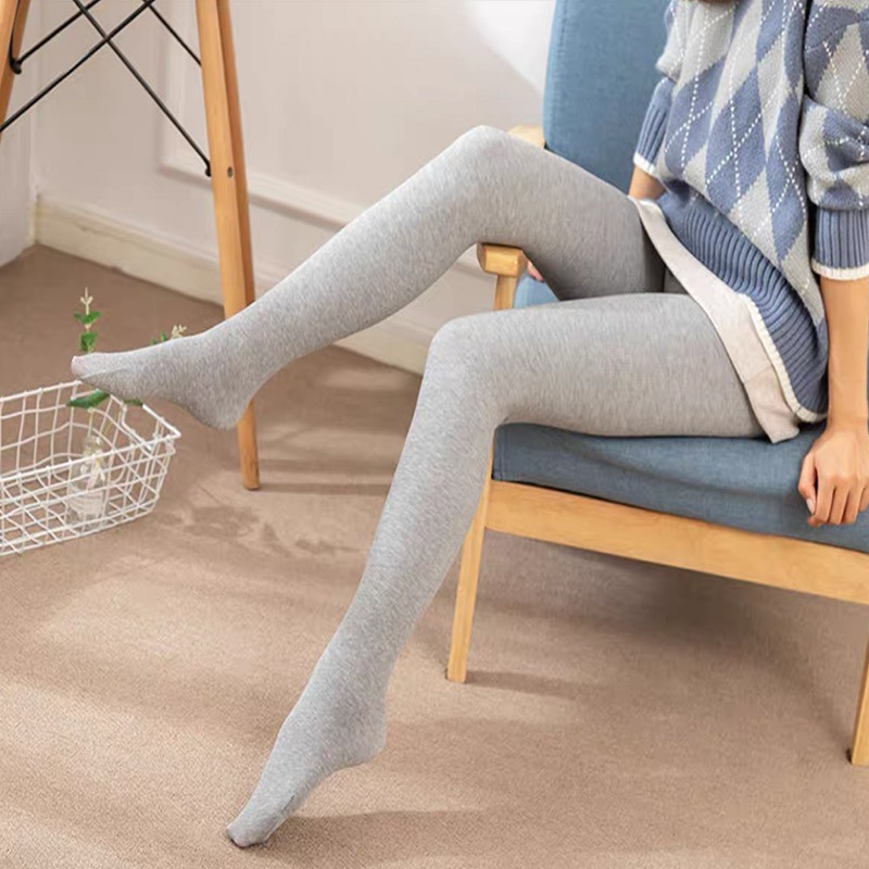 Spring and Autumn Cotton Ribbed Compression Slimming Leggings Combed Cotton High-Waisted Butt-Lifting Tummy Control Anti-Slip Pantyhose