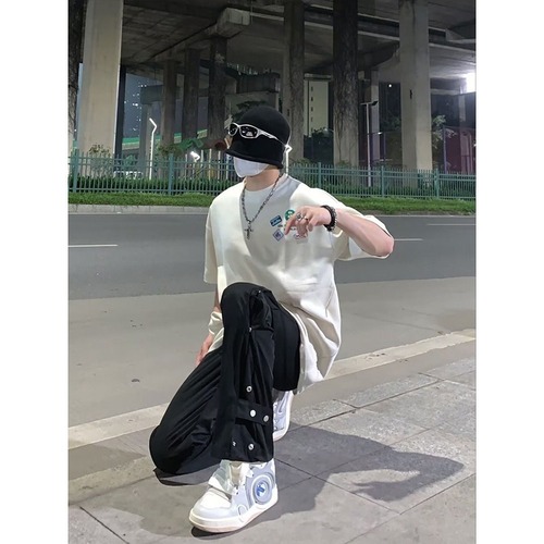 Spring and Autumn Charge Pants, American Street Style Men's Padded Functional Work Trousers, Slim Straight Zipper Wide-leg Pants