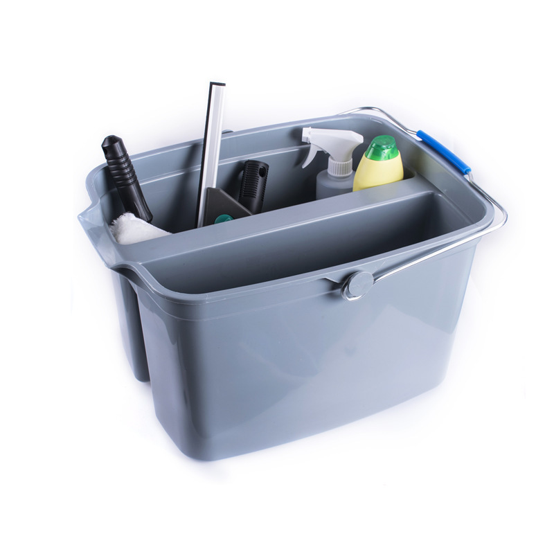 Double-Compartment Bucket for Cleaning and Hygiene, Divided Water Bucket for Hotels and Guesthouses, Cleaning Tool Basket, Plastic Partition Bucket with Handle