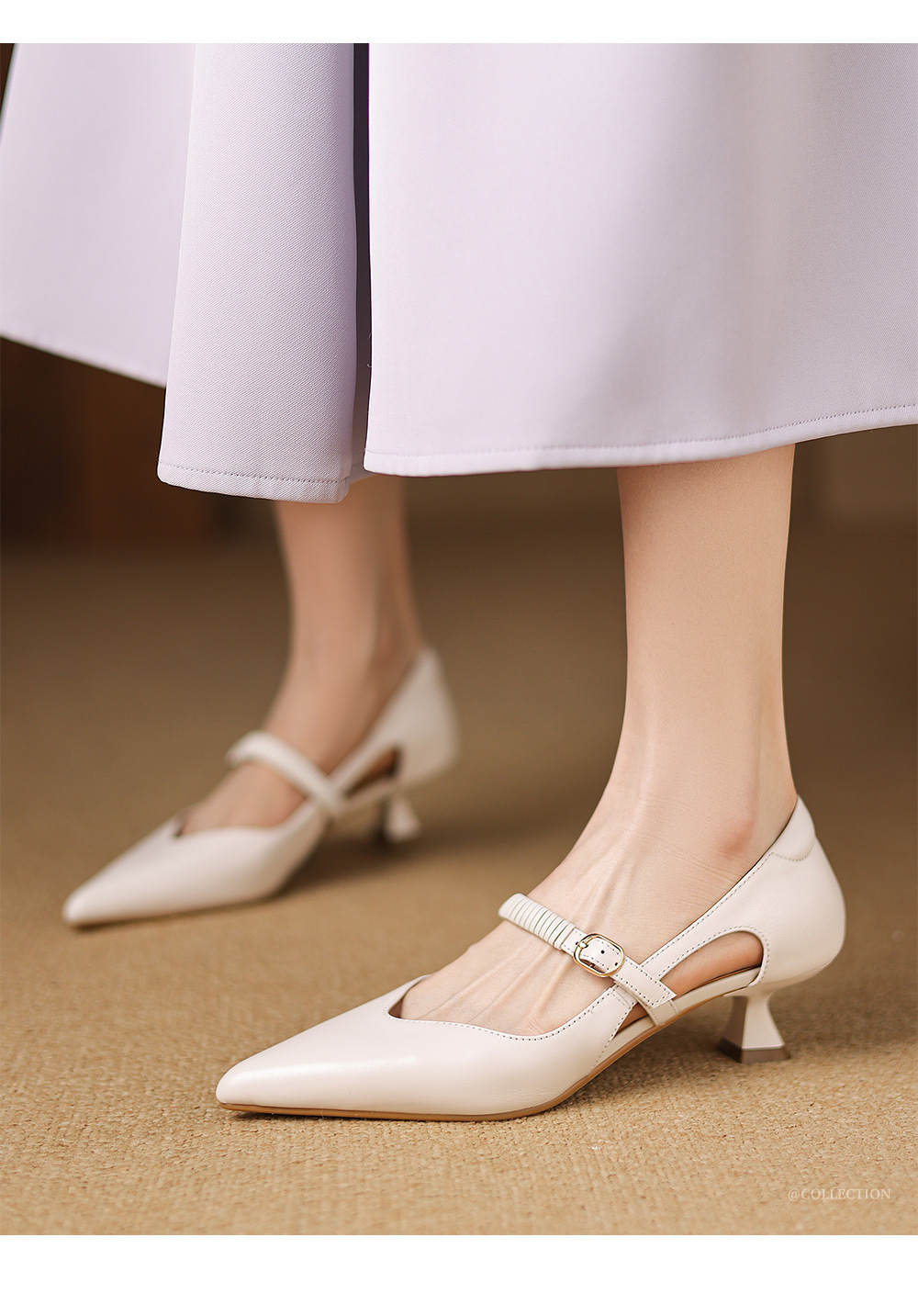 Sandal cao gót nữ bít mũi hở gót 5,5 cm mũi nhọn phong cách Hàn Quốc — Màu đen chi tiết 2