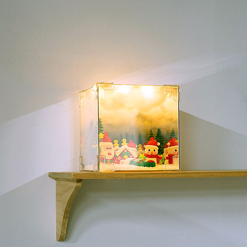 크리스마스 루빅스 큐브 나이트 라이트 미러 장식 창조적 인 DIY 데스크탑 폭발 휴일 선물 분위기 국경