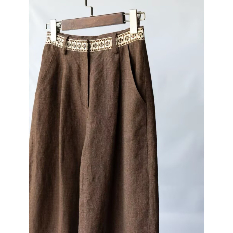 This Year's Trendy Coffee-Colored Jacquard Casual Wide-Leg Pants for Women, New Spring Style, Elegant Retro High-Waisted Slimming Pants This Year's Trendy Coffee-Colored Jacquard Casual Wide-Leg Pants for Women, New Spring Style, Elegant Retro High-Waisted Slimming Pants