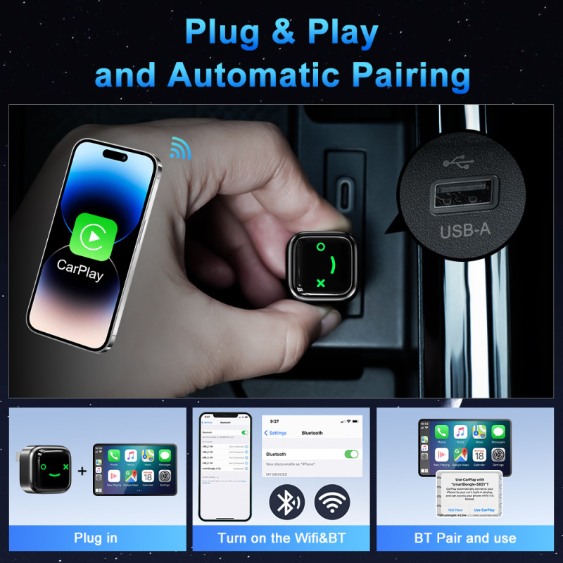 クロスボーダー車載インターネット接続ワイヤレスボックス ポータブル2in1カープレイモジュール スマートアンドロイドオートカープレイ|undefined