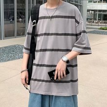 2025夏季流行潮牌新款港风韩版帅气ins男士五分短袖衫潮一件代发