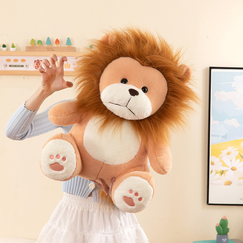 Linda muñeca de león de simulación, peluche de león pequeño, muñeca de trapo, almohada para niños, regalo de cumpleaños para niños
