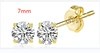 Golden earrings with zircon, 7mm