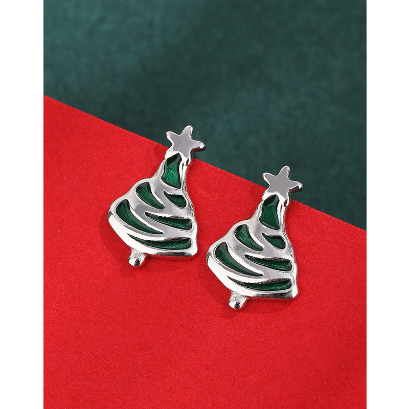 Pendientes de árbol de Navidad 925 plata esterlina diseño de nicho de alto grado 2023 nuevos pendientes de otoño e invierno pendientes de Año Nuevo para mujeres