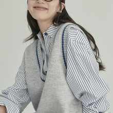 HAVERICE饭馆 学院女孩 清冷文艺复古长羊毛混纺针织马甲背心