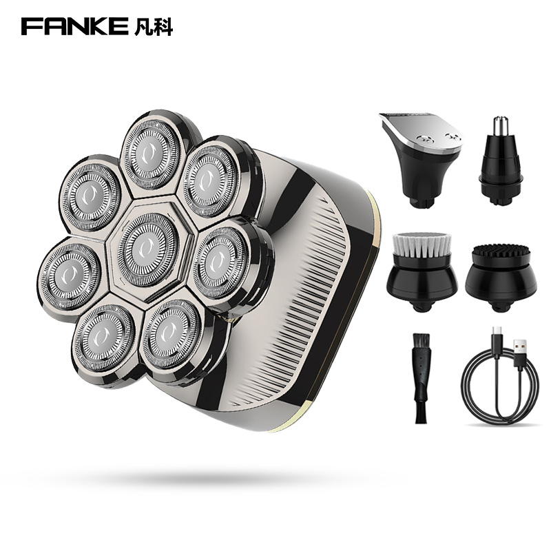 8W máquina de cabeza óptica máquina de afeitar eléctrica afeitadora de afeitar flotante cabeza de ocho cuchillos artefacto cabeza óptica cortadora de cabello recargable