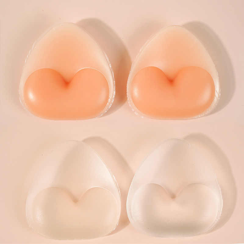 胸パッドインサート、肌色の目に見えない厚みのあるシリコン水着胸パッド、防水ビキニ下着、小さく見える透明胸パッド|undefined