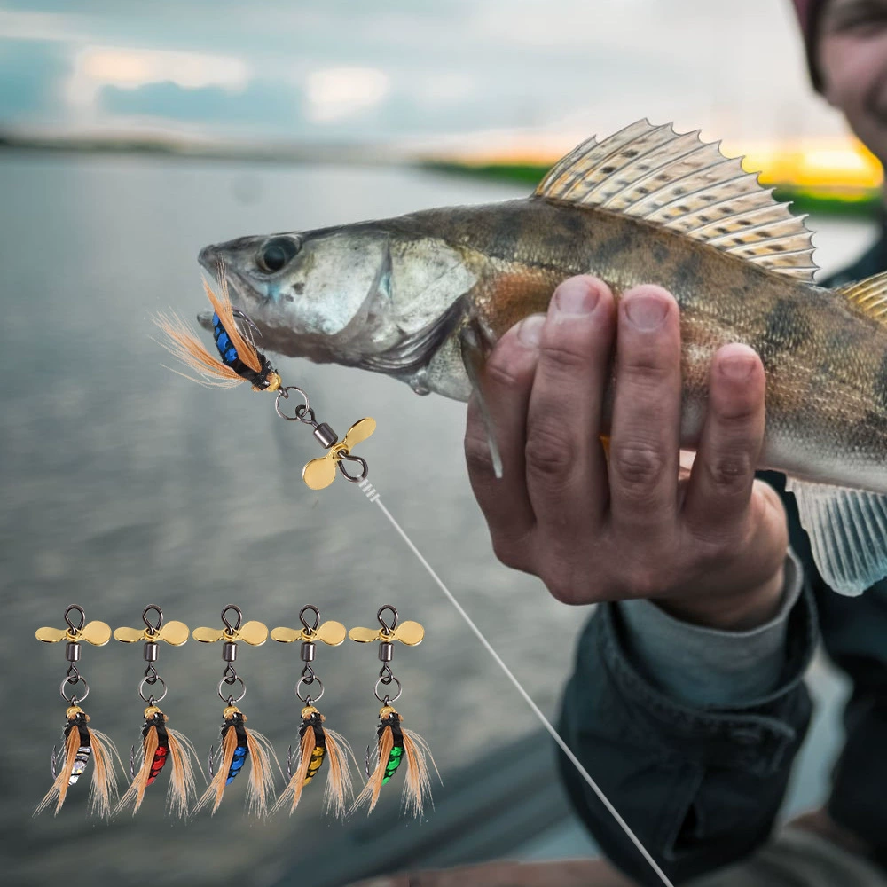 Стальная мушка Luya с пропеллером длиной 3,25 см/0,56 г, одинарный крючок с зазубринами, микроприманка для белых полосок