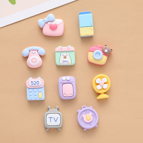 Small phone fan computer camera cartoon cream gel hair accessories resin accessories material package factory wholesale