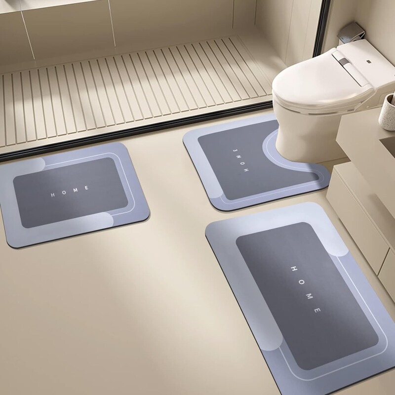 Simple diatomite carpet bathroom anti-slip and dirt-resistant toilet three-piece set floor mat toilet water-absorbent quick-dry foot mat wholesale