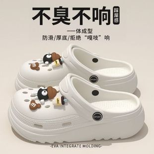 Thick-Soled Croc Shoes Women's Summer Outerwear 2025 New Anti-Slip Wear-Resistant Dirty-Resistant Breathable Baotou Beach Shoes Sandals
