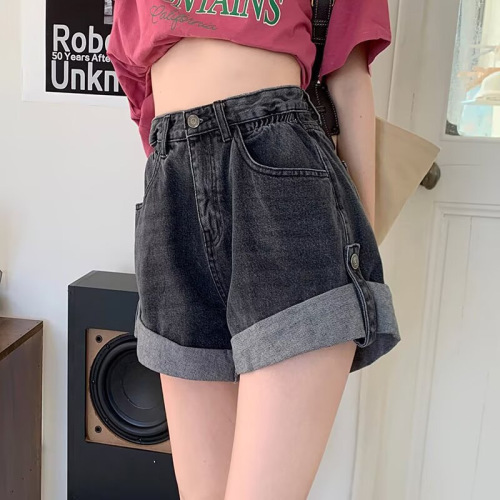 Women's Summer Oversized Flared Denim Shorts for Plus Size, High-Waisted, Loose Fit, Hiding Thighs, Slimming, Korean Style A-Word Wide Leg Hot Pants